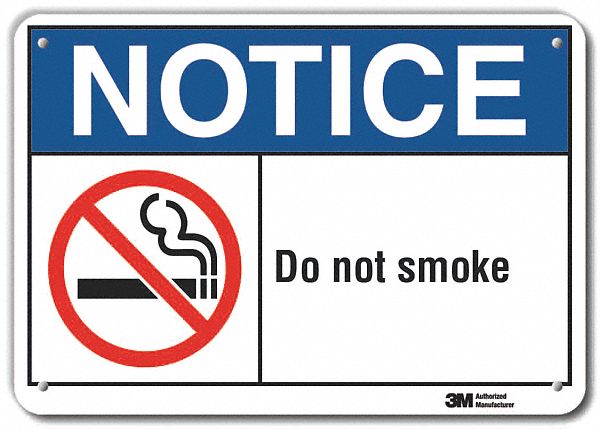 Rflctv No Smoking Note Sign 10x14in Alum