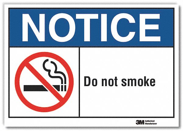 No Smoking Notice Rflctv Label 10inx14in