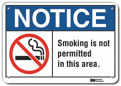 Rflctv No Smoking Note Sign 10x14in Alum