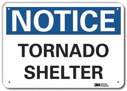 Rflct Emrgncy Shelter Notice Sign 7x10in