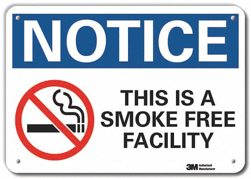 Rflctv No Smoking Note Sign 10x14in Alum