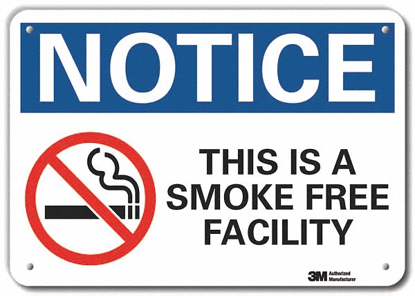 Rflctv No Smoking Note Sign 10x14in Alum