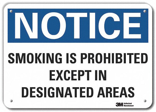 Rflctv No Smoking Note Sign 10x14in Alum