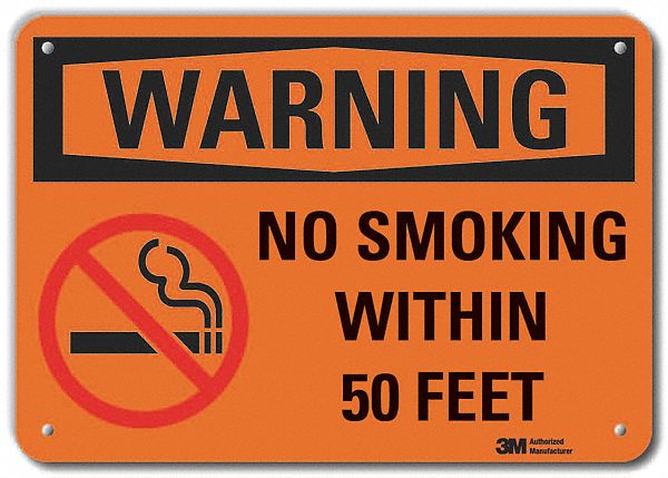 Rflct No Smoking Warn Sign 7x10in Alum