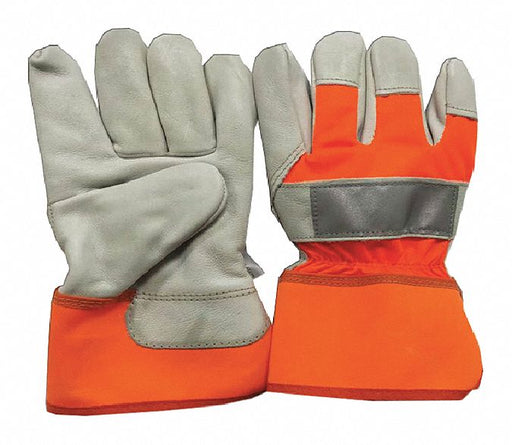 J4937 Leather Gloves White/Hi-Vis Orange L PR