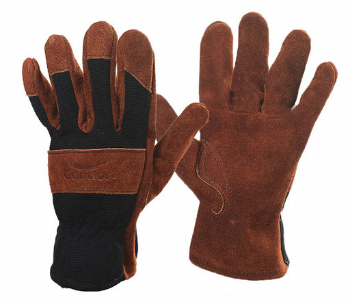 Leather Gloves Suede Cowhide Brwn 2XL PR