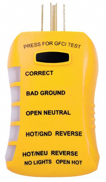 Receptacle Tester GFCI 125V AC No Disp