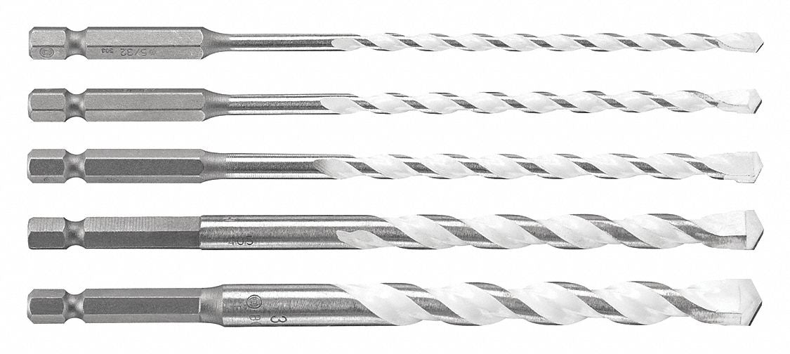 Hex Shank Drill Set 5pc Carbide