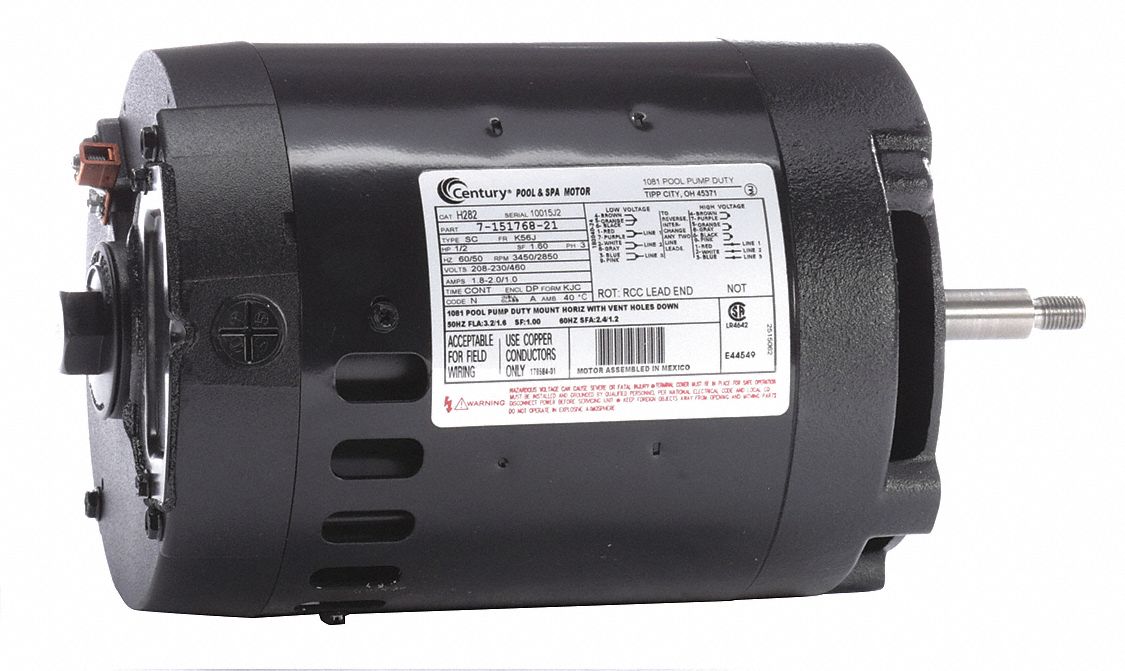 Motor 1/2 HP 3 450/2 850 rpm 208-230/460