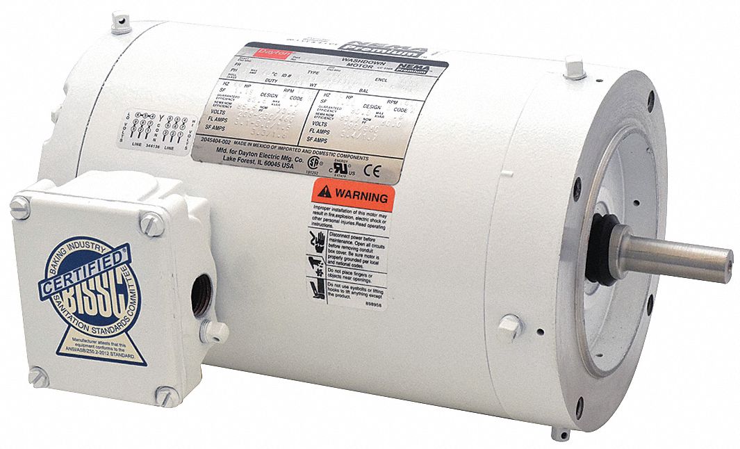 Washdown Motor 1 HP 1750 56C 230/460V