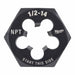 Hex Threading Die 1/2 -14 Solid
