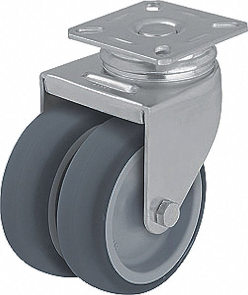 Plate Caster Swivel Rubber 2 13/16 H