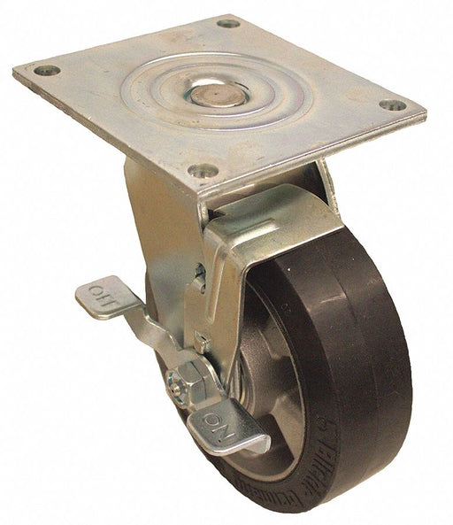 Plate Caster Swivel Rubber 6 7/16 H