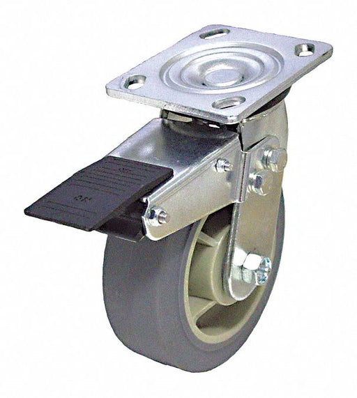 Plate Caster Swivel Rubber 6 1/2 H