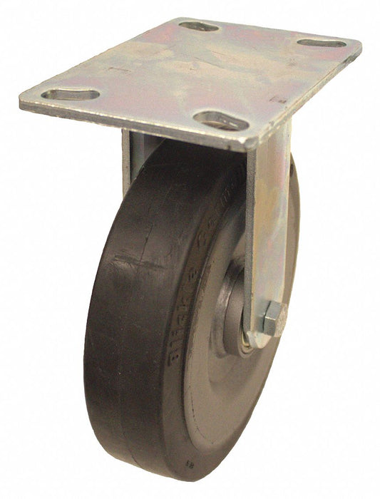 Plate Caster Rigid Rubber 9 7/16 H