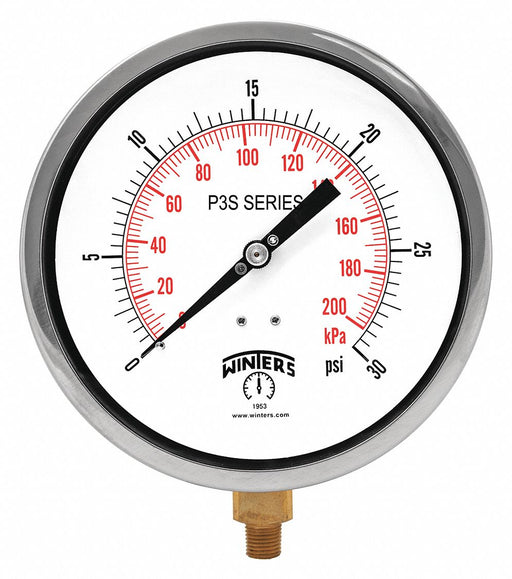 K4528 Pressure Gauge 6 Dial Size Black