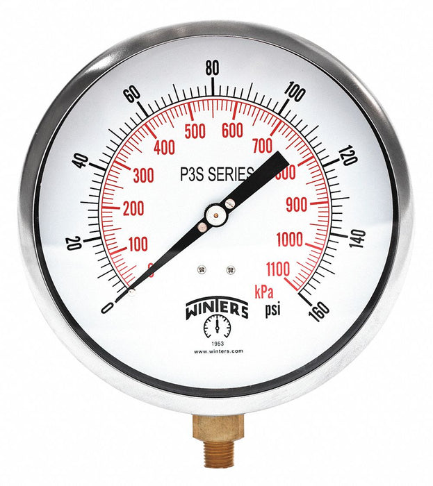 K4528 Pressure Gauge 6 Dial Size Black