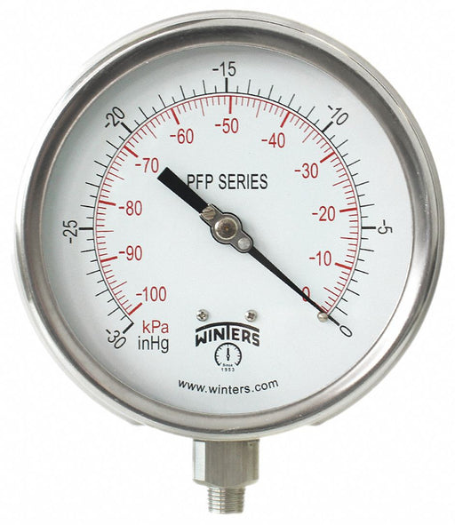 Vacuum Gauge 4-1/2 Dial Size Silver