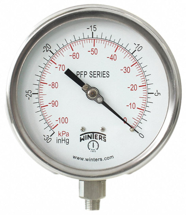 Vacuum Gauge 4-1/2 Dial Size Silver