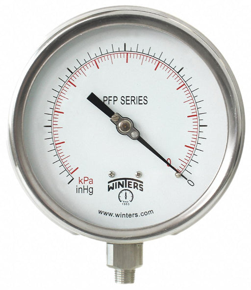 K4535 Compound Gauge 4-1/2 Dial Size Silver