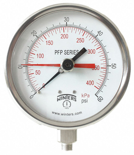 K4534 Pressure Gauge 4-1/2 Dial Size Silver