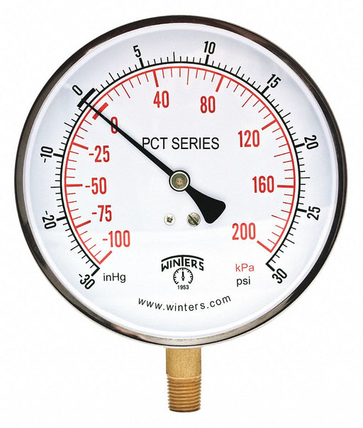 K4682 Compound Gauge 4-1/2 Dial Size Silver