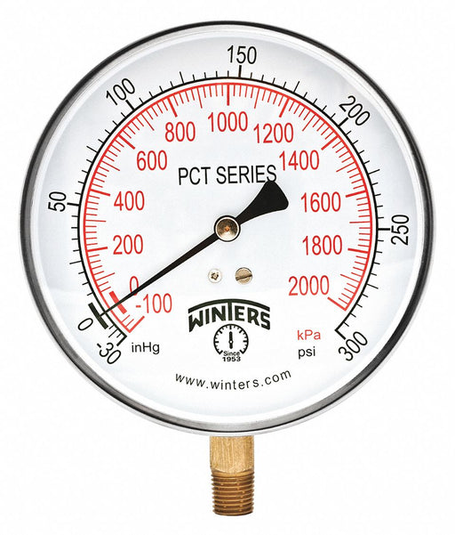 K4682 Compound Gauge 4-1/2 Dial Size Silver