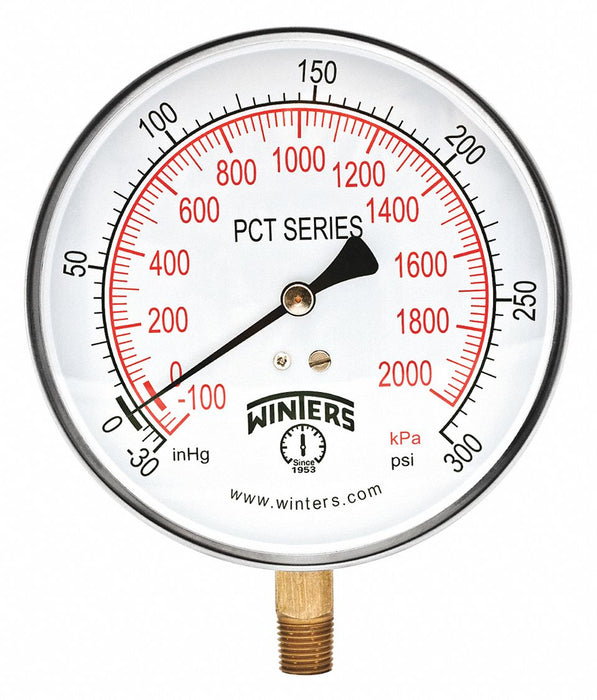 K4682 Compound Gauge 4-1/2 Dial Size Silver