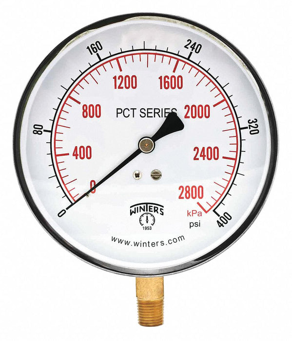 K4529 Pressure Gauge 4-1/2 Dial Size Silver