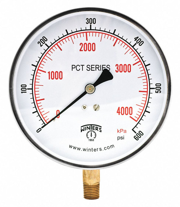 K4529 Pressure Gauge 4-1/2 Dial Size Silver