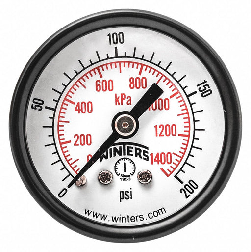 Pressure Gauge 1-1/2 Dial Size Black