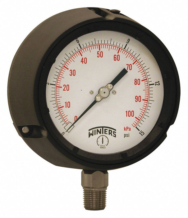 N0142 Pressure Gauge 4-1/2 Dial Size Black