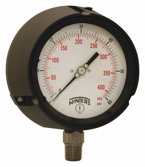 N0142 Pressure Gauge 4-1/2 Dial Size Black