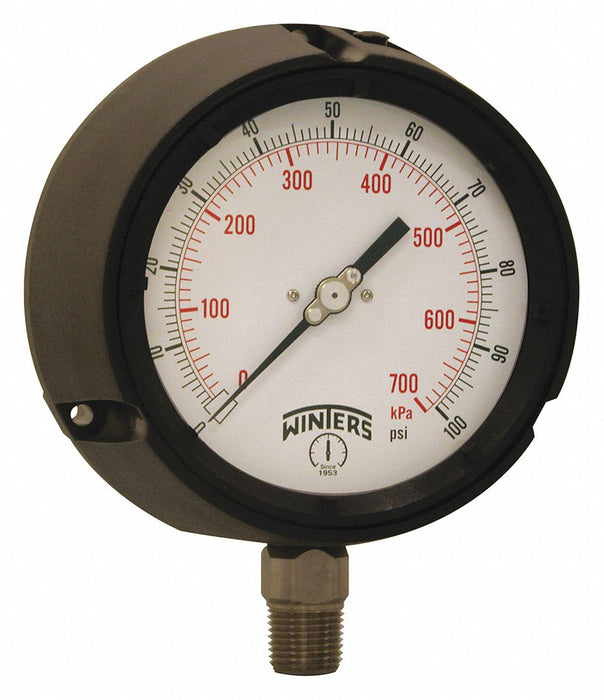 N0142 Pressure Gauge 4-1/2 Dial Size Black