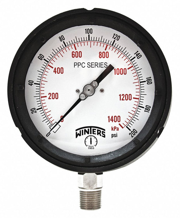 N0142 Pressure Gauge 4-1/2 Dial Size Black