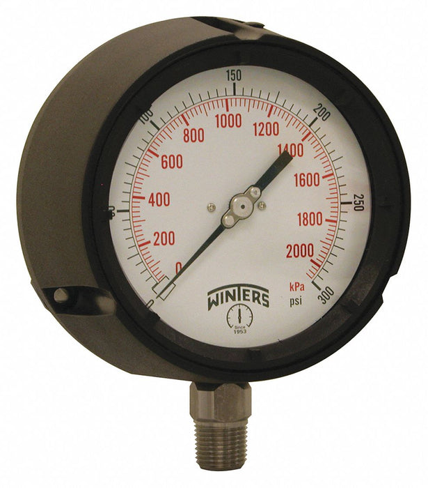 N0142 Pressure Gauge 4-1/2 Dial Size Black