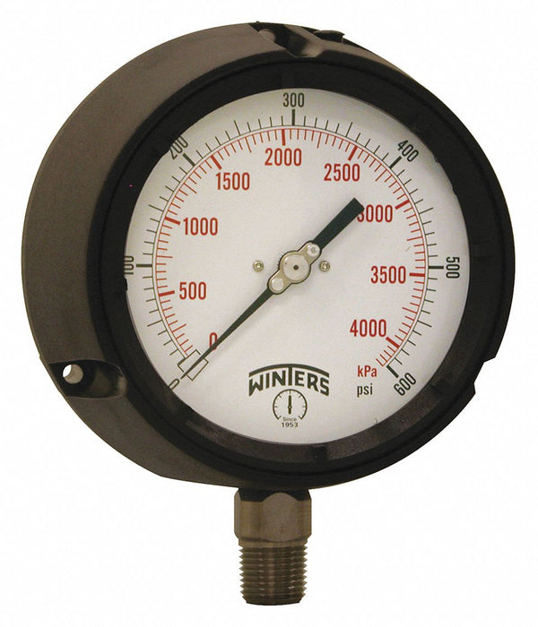 N0142 Pressure Gauge 4-1/2 Dial Size Black