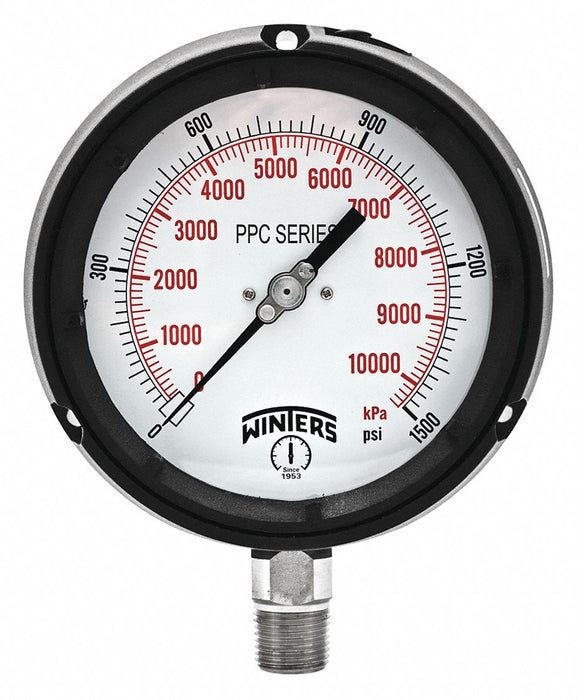 N0142 Pressure Gauge 4-1/2 Dial Size Black