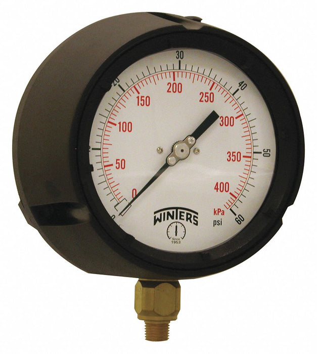 N0236 Pressure Gauge 4-1/2 Dial Size Black