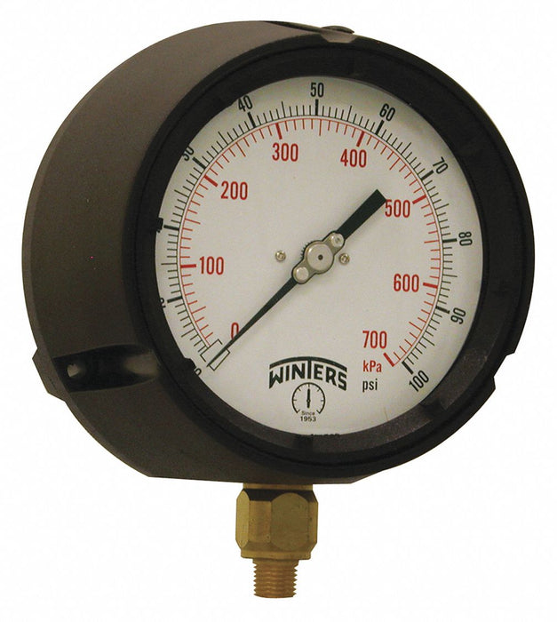 N0162 Pressure Gauge 4-1/2 Dial Size Black