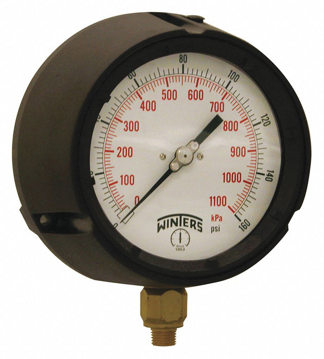 N0162 Pressure Gauge 4-1/2 Dial Size Black