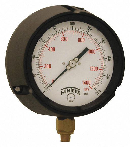 N0236 Pressure Gauge 4-1/2 Dial Size Black