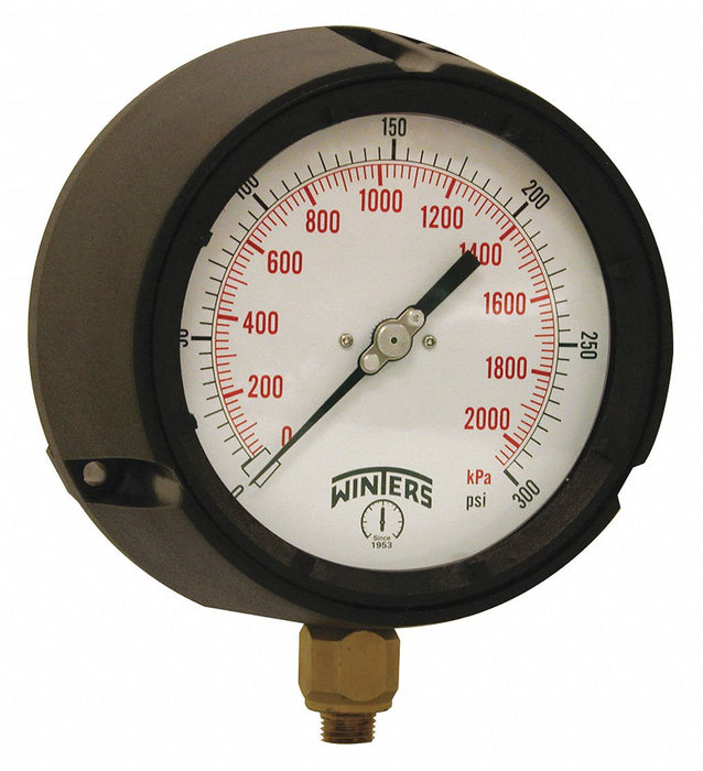 N0236 Pressure Gauge 4-1/2 Dial Size Black