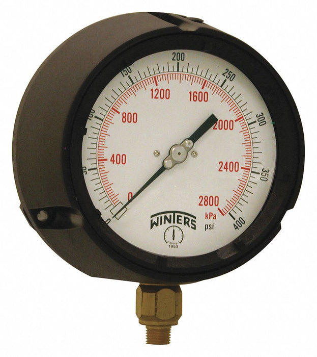 N0236 Pressure Gauge 4-1/2 Dial Size Black