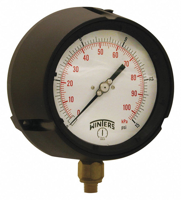 N0236 Pressure Gauge 4-1/2 Dial Size Black