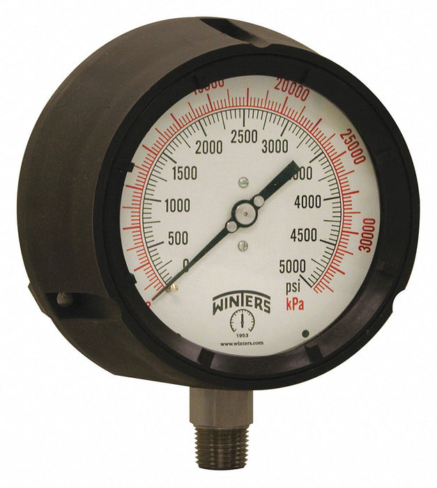 N0226 Pressure Gauge 4-1/2 Dial Size Black