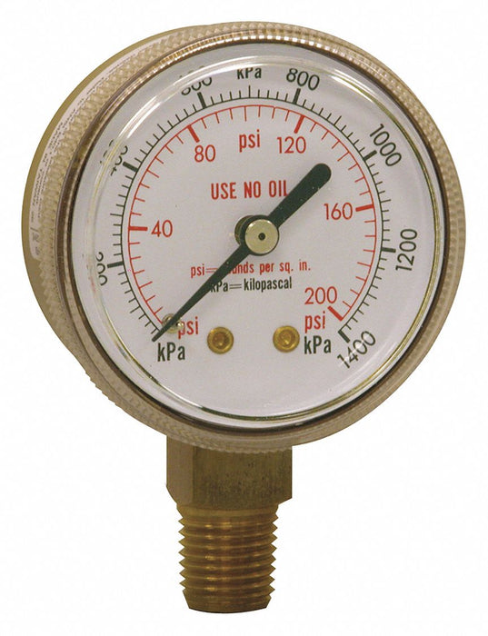 K4562 Pressure Gauge 2 Dial Size Brass