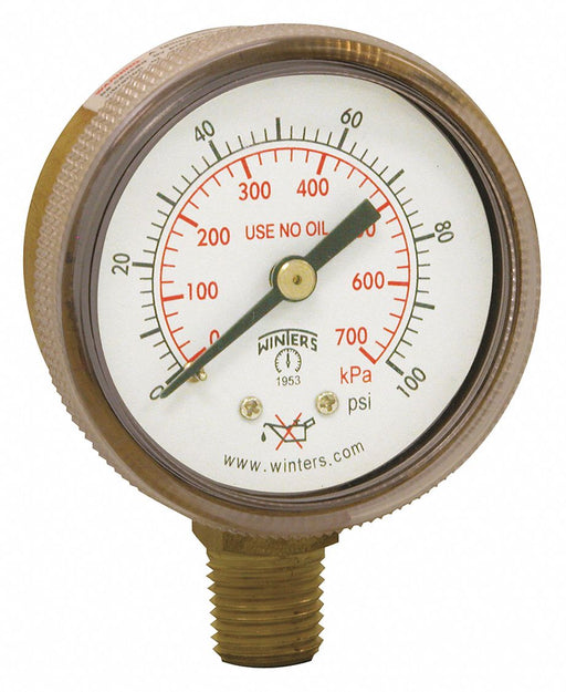 K4562 Pressure Gauge 2 Dial Size Brass