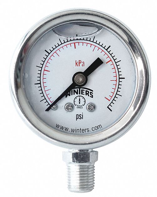 N0234 Pressure Gauge 1-1/2 Dial Size Silver