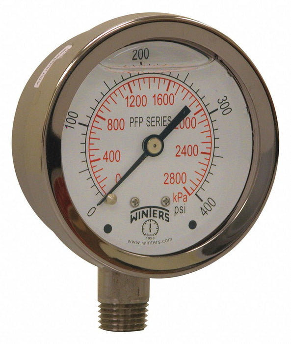 N0148 Pressure Gauge 2-1/2 Dial Size Silver